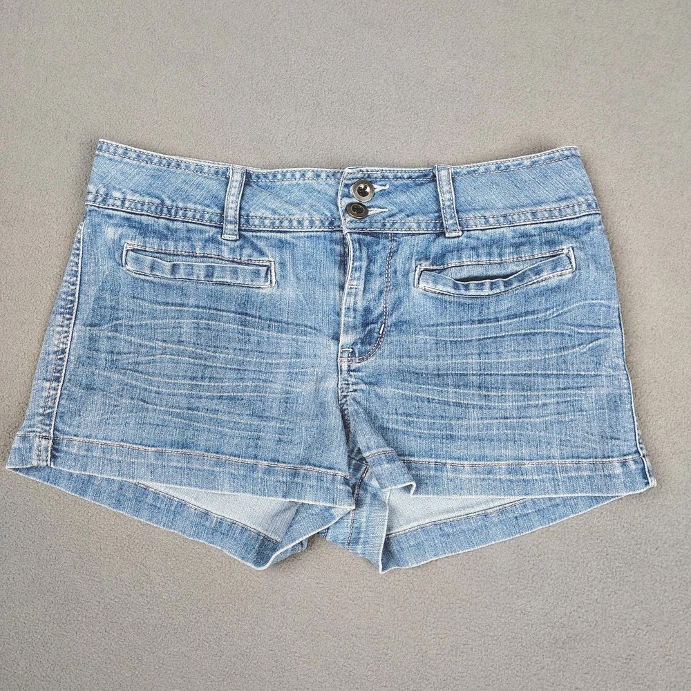 Y2K Low Rise Micro Mini Denim Shorts 29 Slash Pocket Beach‎ Festival Hot Girl EC